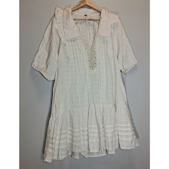 Free People womens medium boho cream white shift dress coast boho fairy - Picture 2 of 10